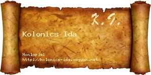 Kolonics Ida névjegykártya