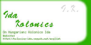 ida kolonics business card